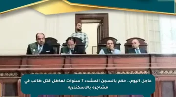 عاجل اليوم.. حكم بالسجن المشدد 7 سنوات لعاطل قتل طالب في مشاجرة بالإسكندرية